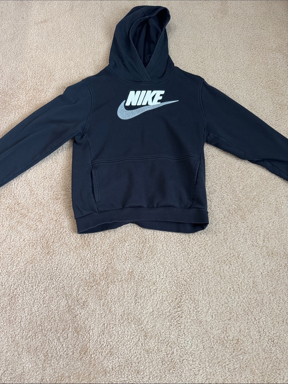 Nike Black Hoodie with White Swoosh and Wordmark